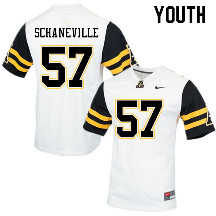 Youth #57 Trey Schaneville Appalachian State Mountaineers College Football Jerseys Sale-White